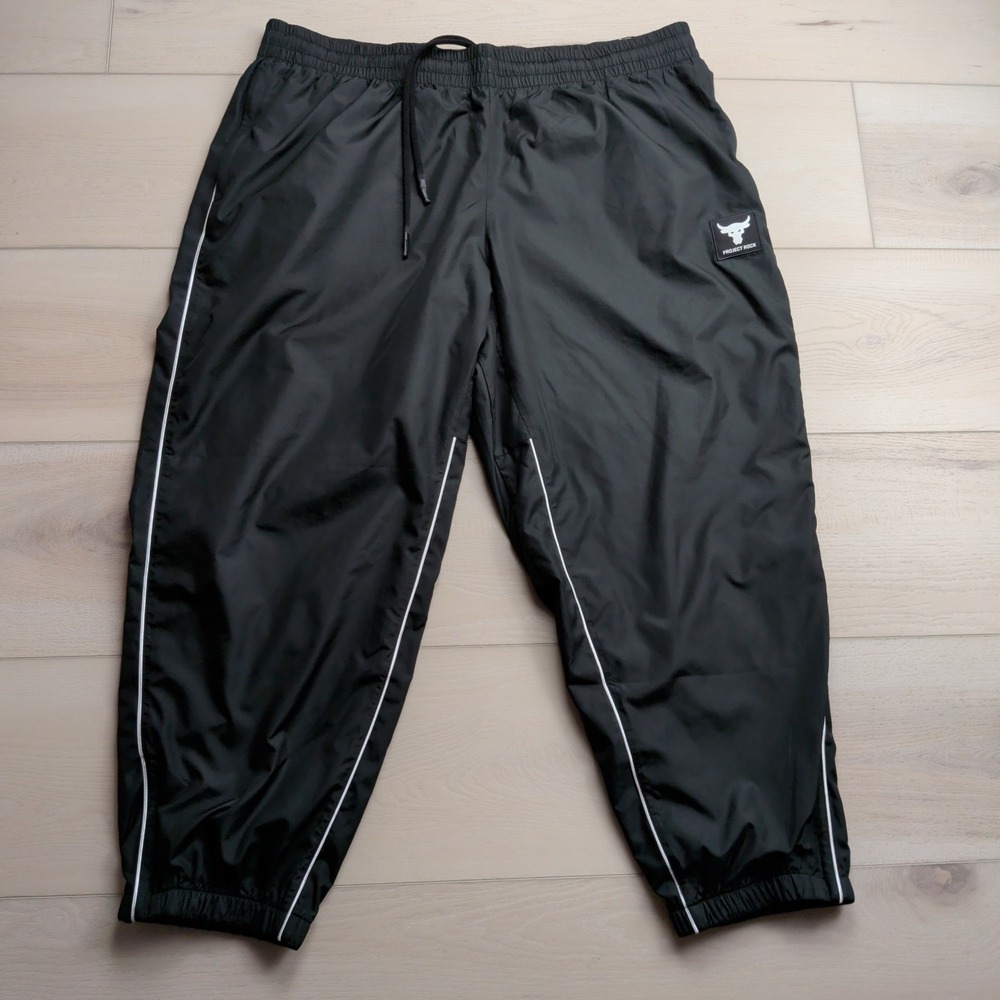 Under Armour Project Rock Woven Pants Mens 3XL Black Mesh Lined Gym 1377426